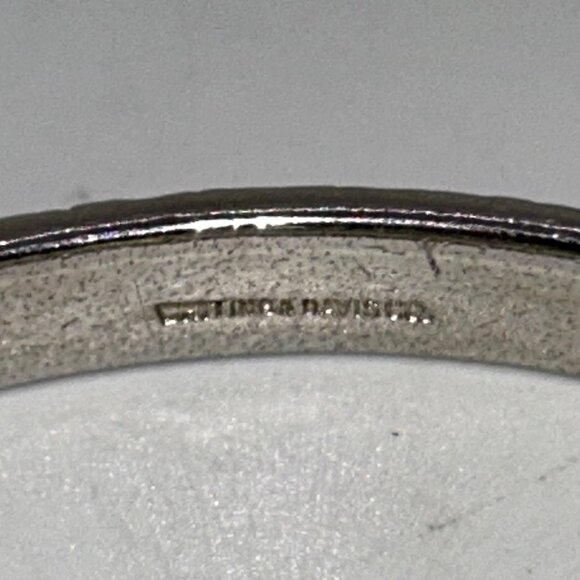 Whiting & Davis Vintage Silver-Tone Etched Floral Bangle Bracelet 7 Inch - Picture 9 of 9